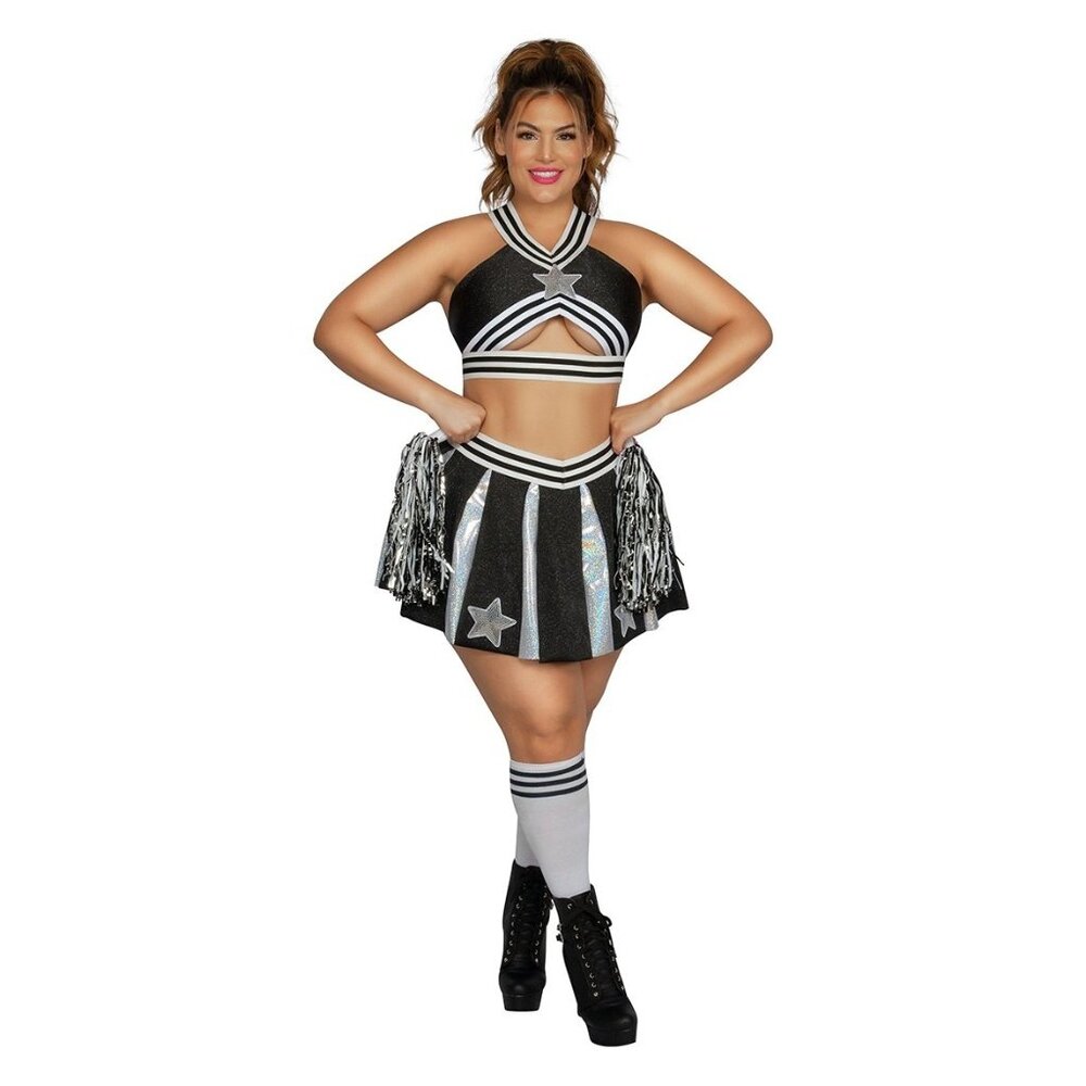 NEW Allstar Cheerleader Costume Plus SZ 1X Skirt & Pom Poms Only NO TOP